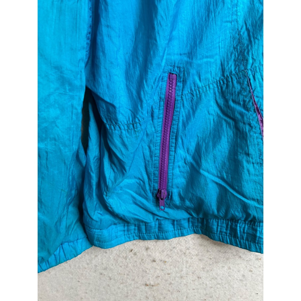 Vintage Pacific Trail Windbreaker Jacket Teal Purple 90s Retro Full Zip Small - Picture 9 of 10